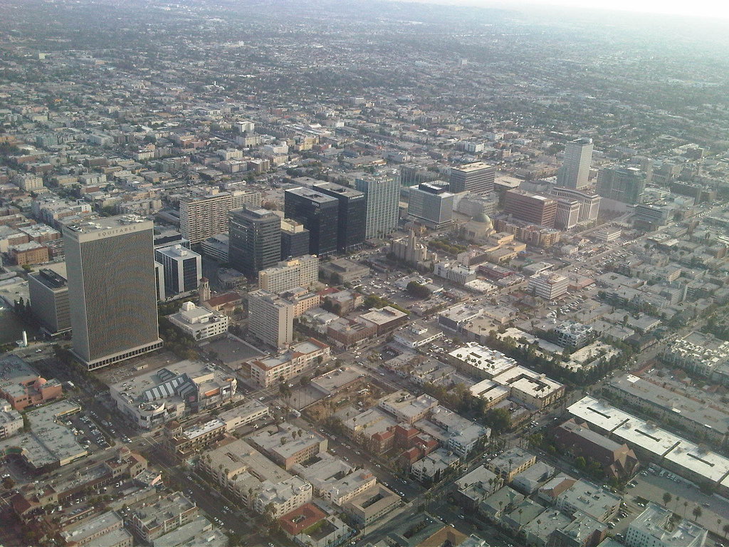 View of a city from a helicopter